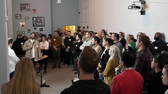 Tyler Einberger speaking at the inaugural MKE DMC event